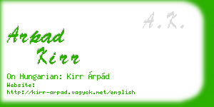 arpad kirr business card
